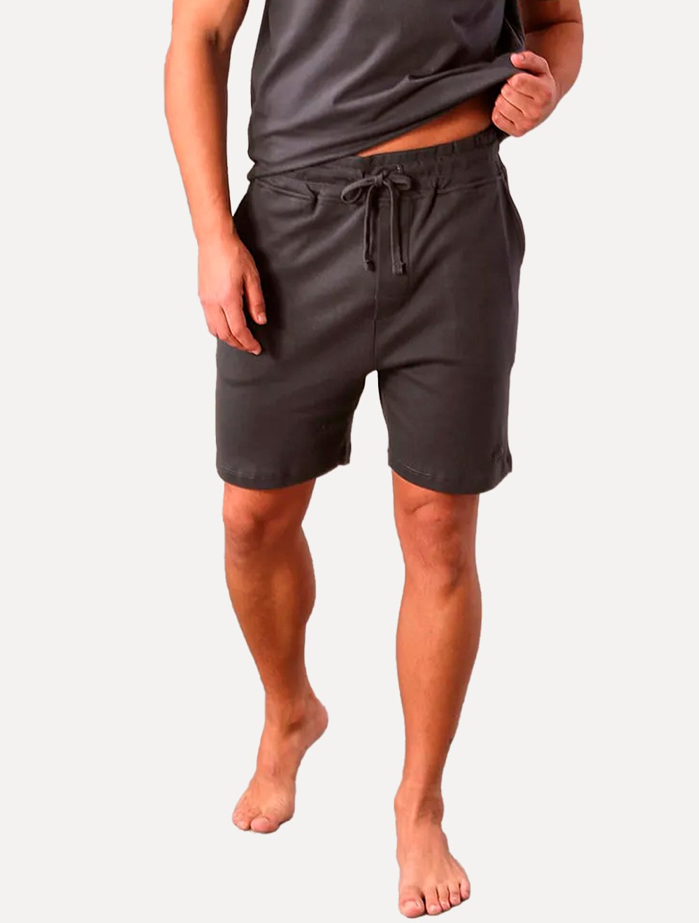 Bermuda Calvin Klein Masculina Suedine CK Logo Chumbo
