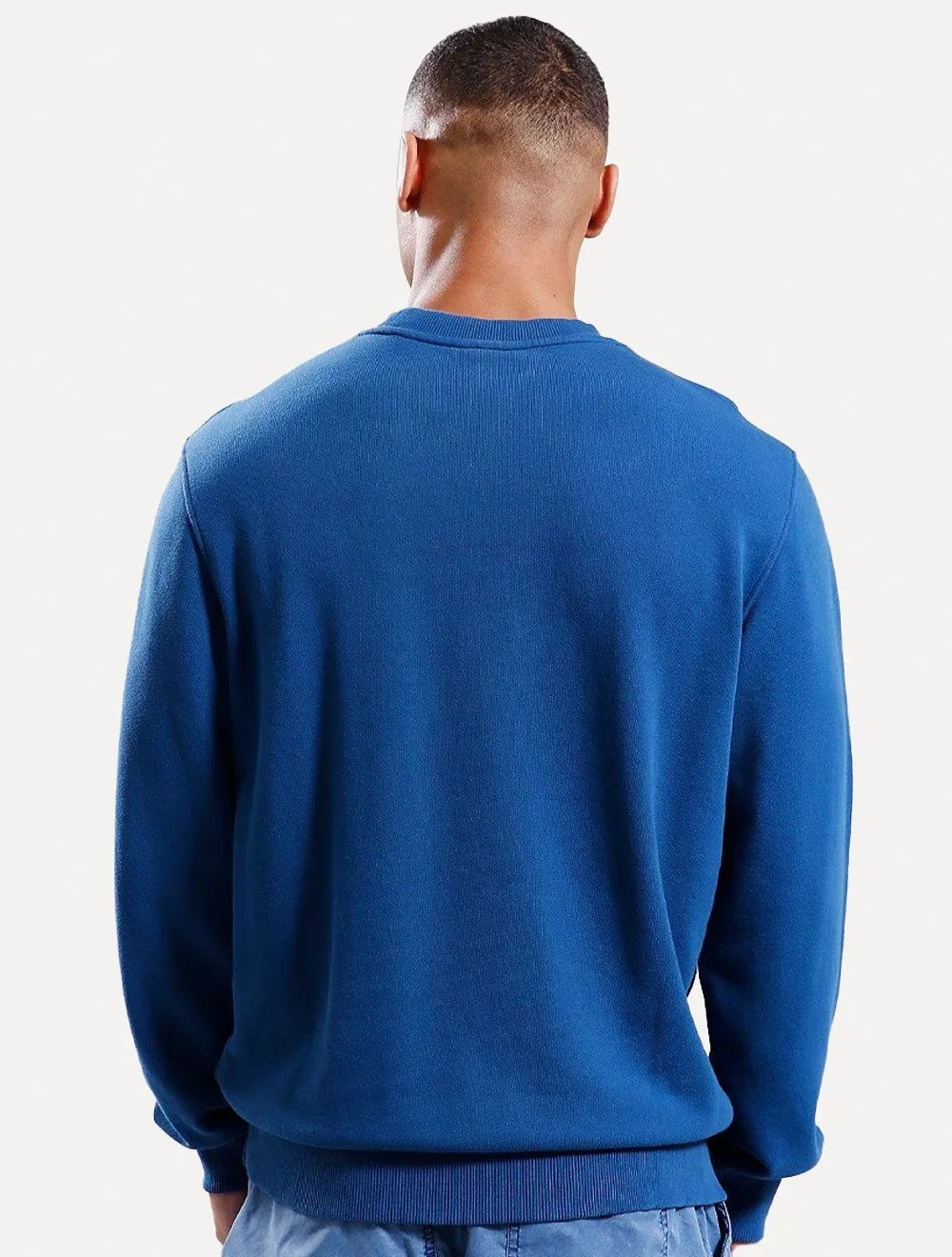 Moletom Lacoste Masculino Crewneck Classic Fit Khaki Logo Azul