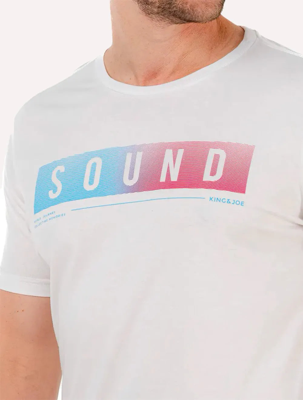 Camiseta King & Joe Masculina Slim Color Sound Off-White