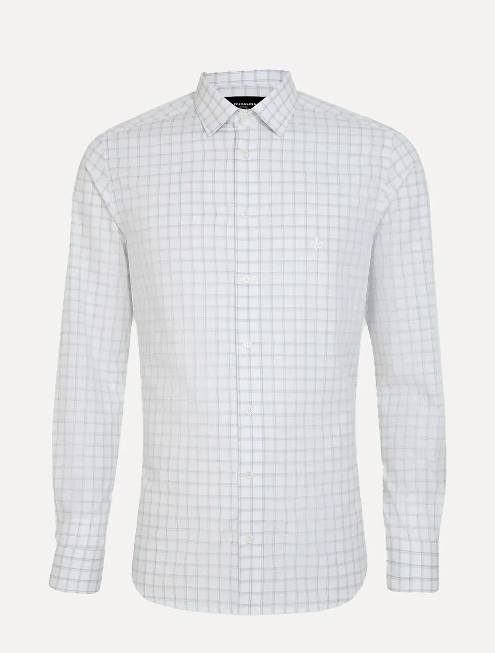 Camisa Dudalina Masculina Milano Superfine Cotton Xadrez Branca