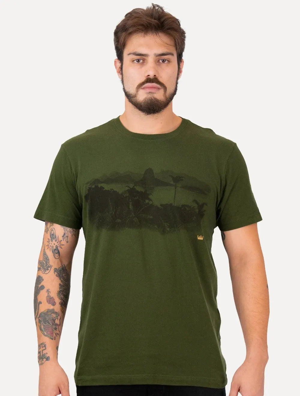 Camiseta Osklen Masculina Slim Vintage Rio Photo Verde Escuro
