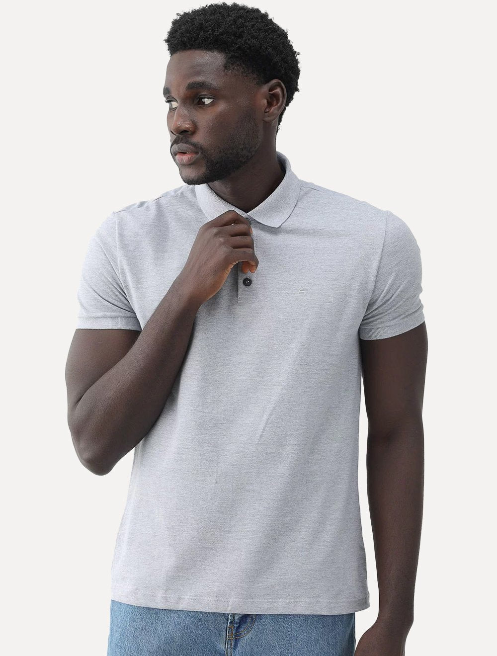 Polo Ellus Masculina Piquet Classic Easa Melange Cinza Mescla