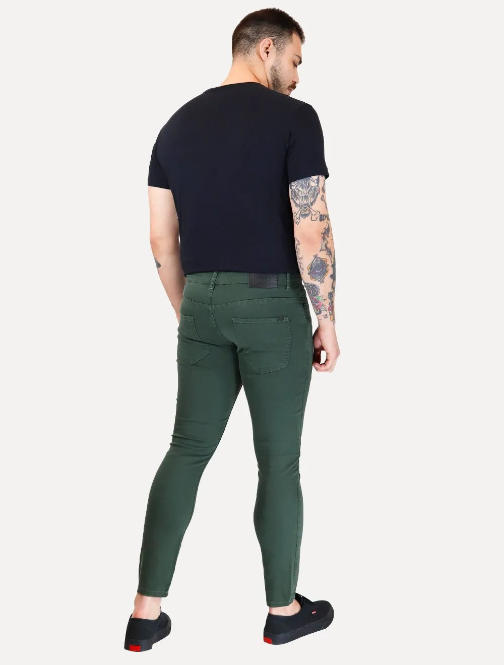 Calça Reserva Masculina Sarja Super Skinny Color Verde Escuro