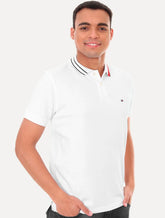 Polo Tommy Hilfiger Masculina Regular Sophisticated Tipping Branca