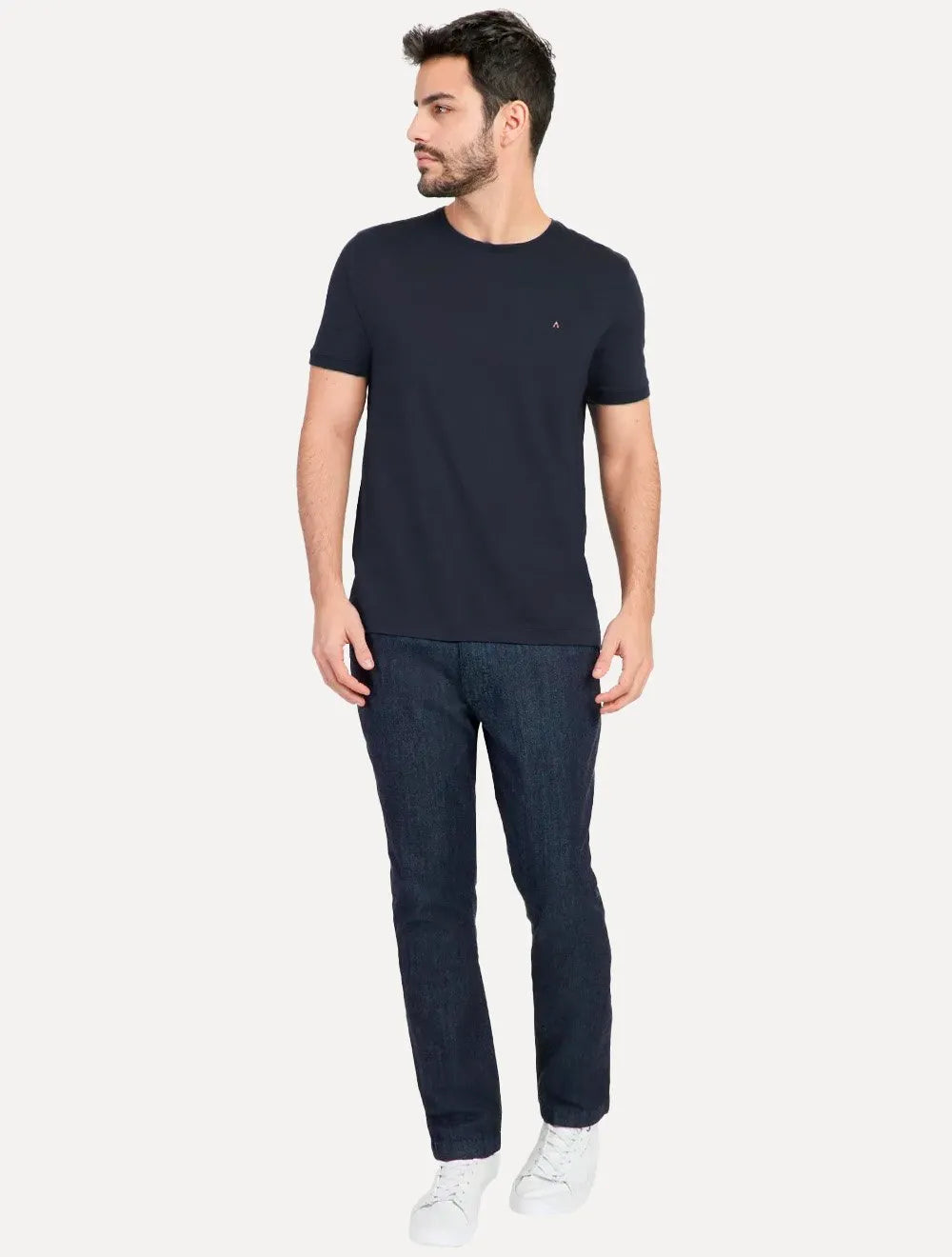 Camiseta Aramis Masculina Basic Lisa Light Logo Azul Marinho