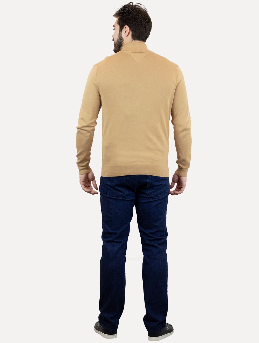 Suéter Tommy Hilfiger Masculino Essential Cotton Zip Through Cáqui