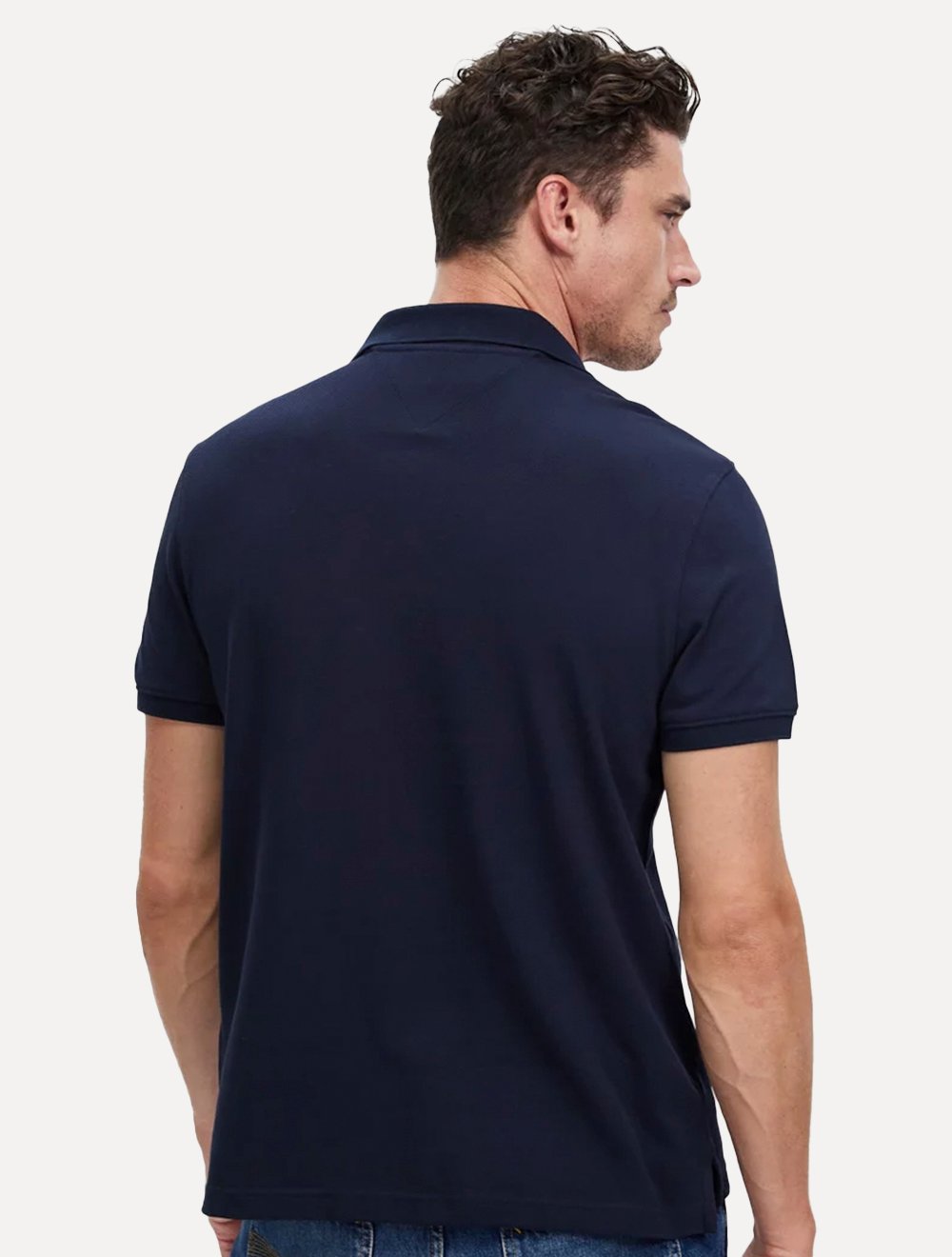 Polo Tommy Hilfiger Masculina Regular Piquet Bold Collar Azul Marinho
