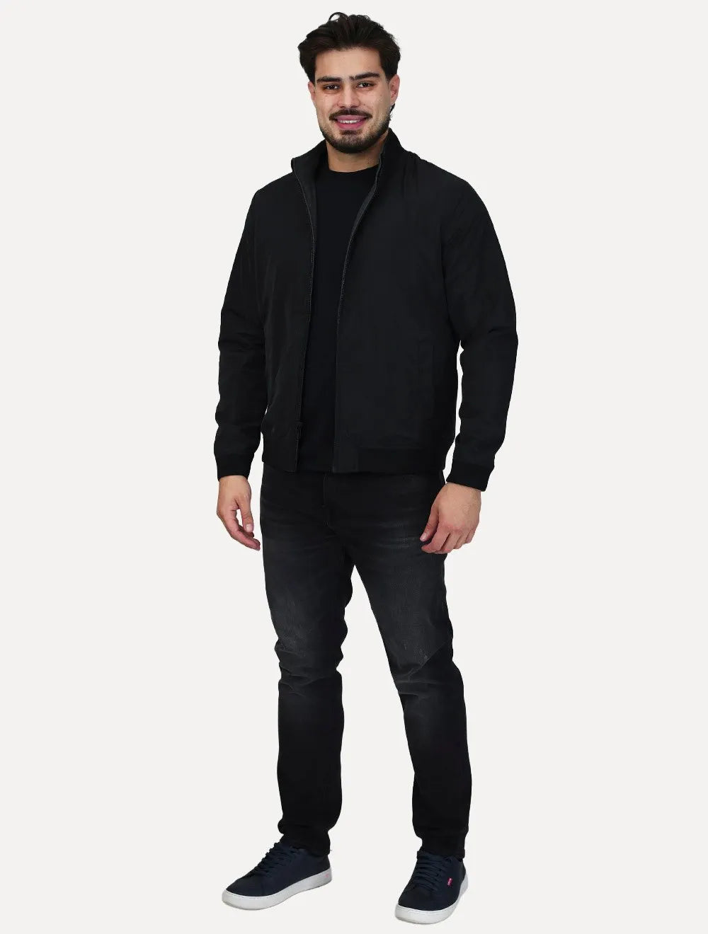 Jaqueta Aramis Masculina Bomber Dupla Preta/Chumbo