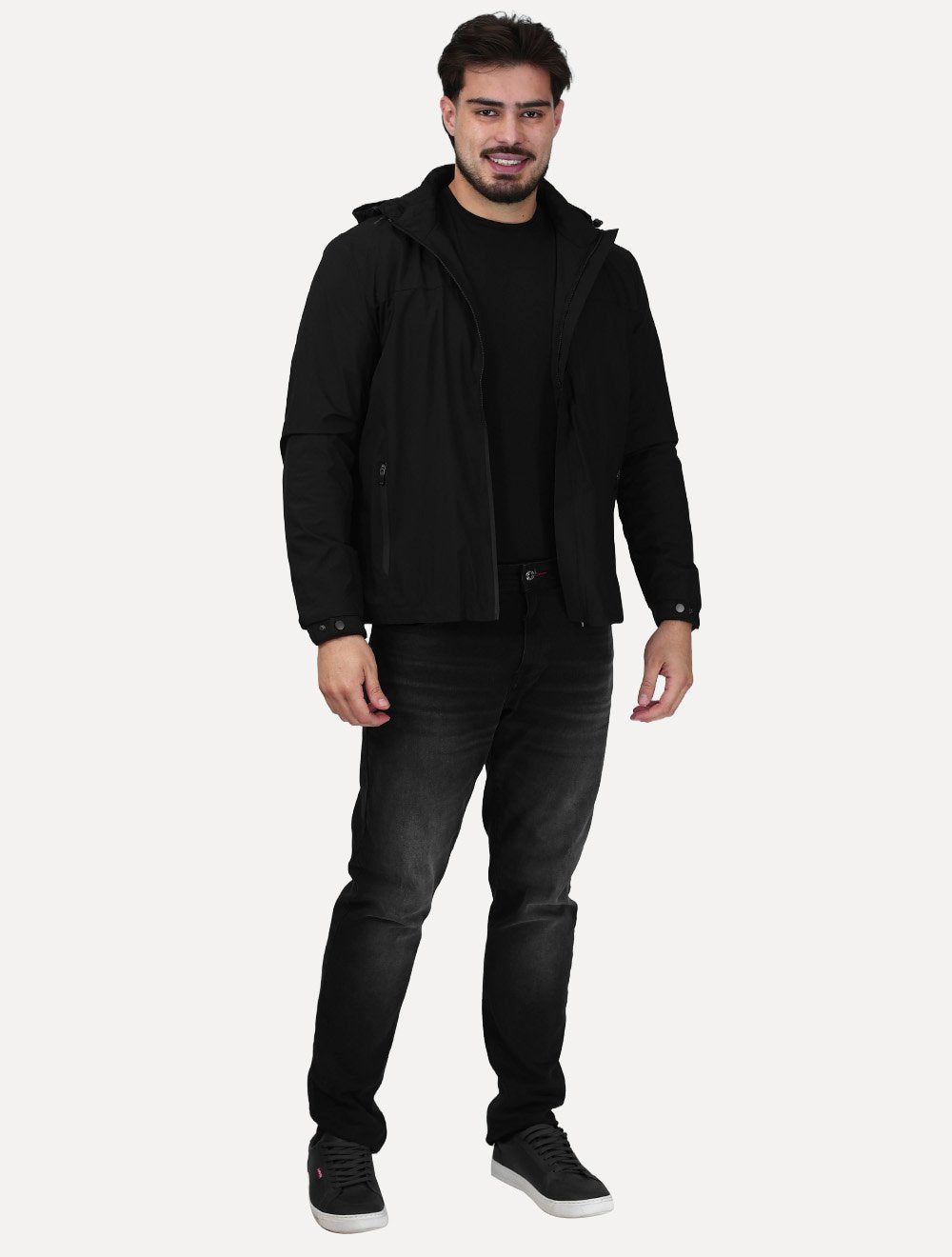 Jaqueta Masculina Corta-Vento Nylon Pocket Zip Preta