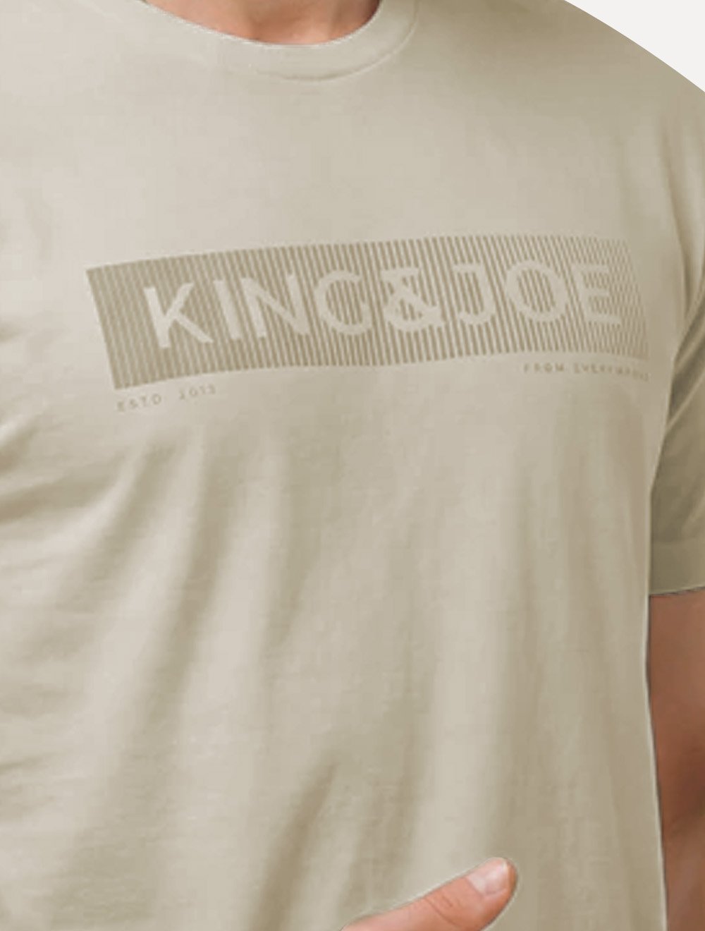 Camiseta King & Joe Masculina Premium Cotton Flex Block Stripe Cáqui
