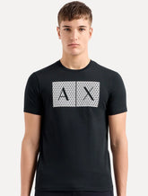 Camiseta Armani Exchange Masculina Slim Fit com Logo Gráfico Azul Marinho
