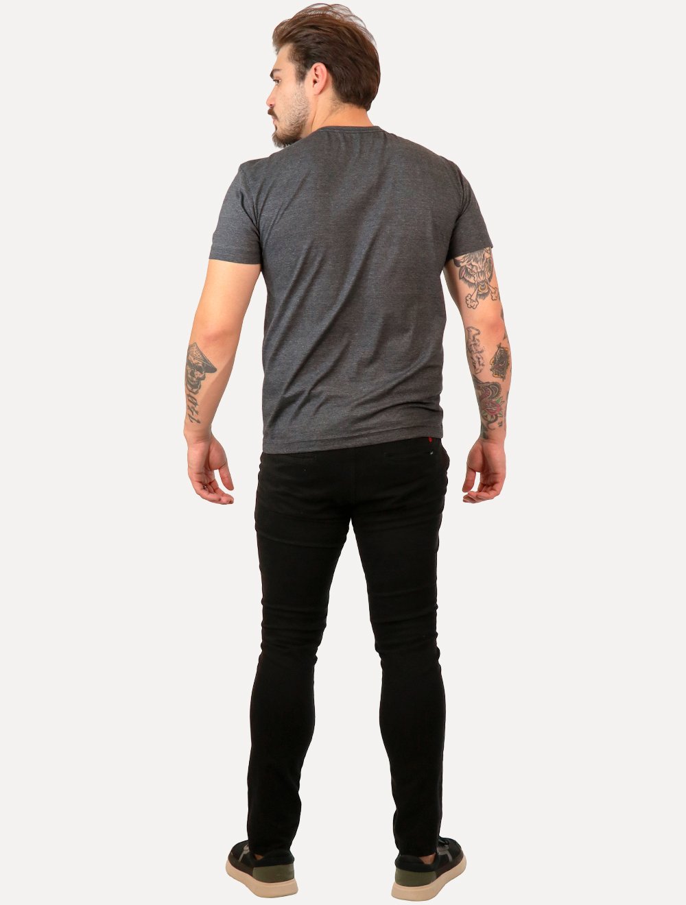 Camiseta Aramis Masculina Basic 3D Rubber Logo Grafite Mescla