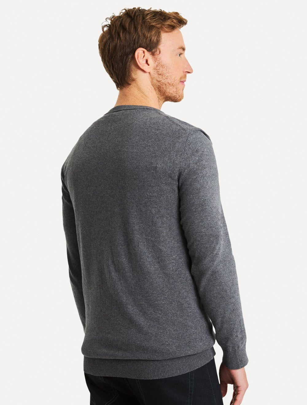 Suéter Reserva Masculino Tricot Basico Gola-V Cinza Mescla Escuro