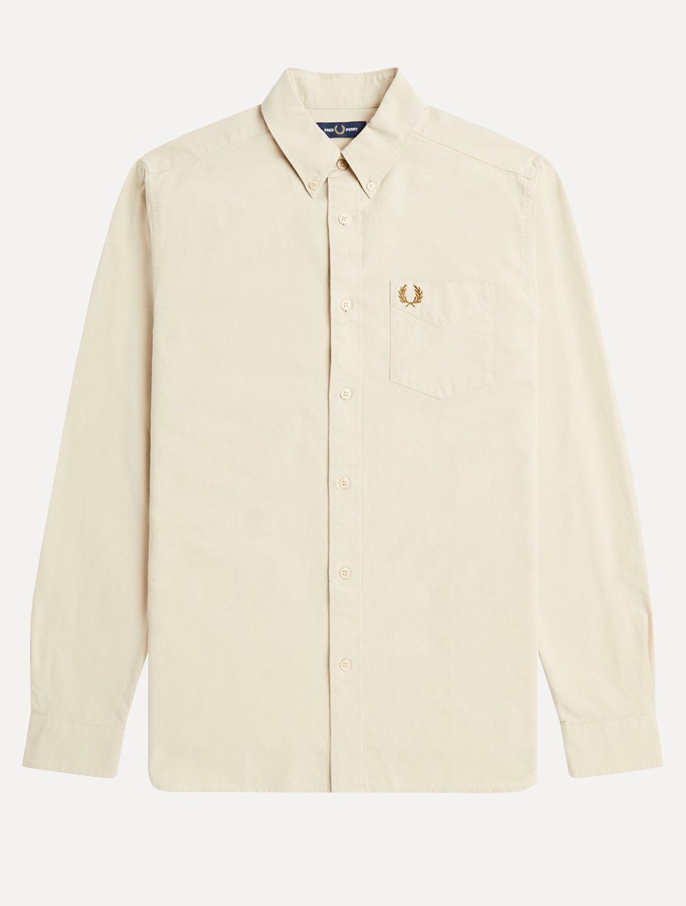 Camisa Fred Perry Masculina Oxford Pocket Black Logo Cáqui Claro