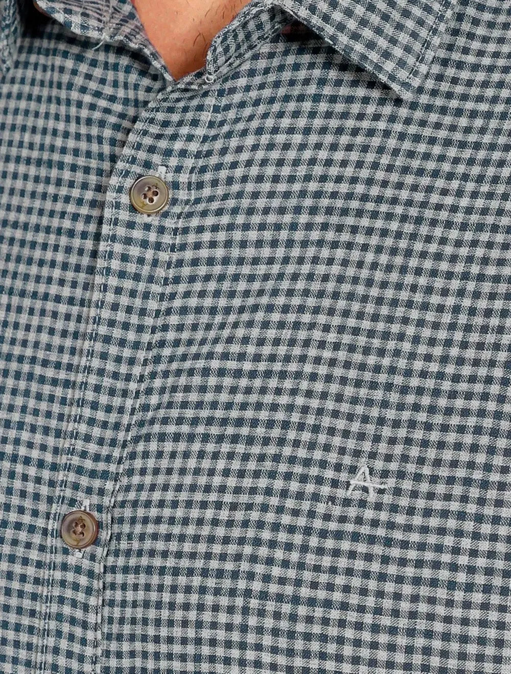 Camisa Aramis Masculina Manga Curta Regular Mini Xadrez Azul/Cinza