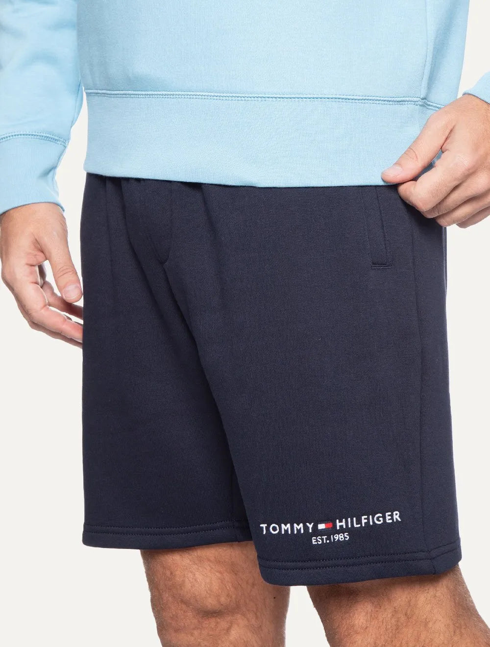 Bermuda Tommy Hilfiger Moletom Masculina Small Logo Azul Marinho