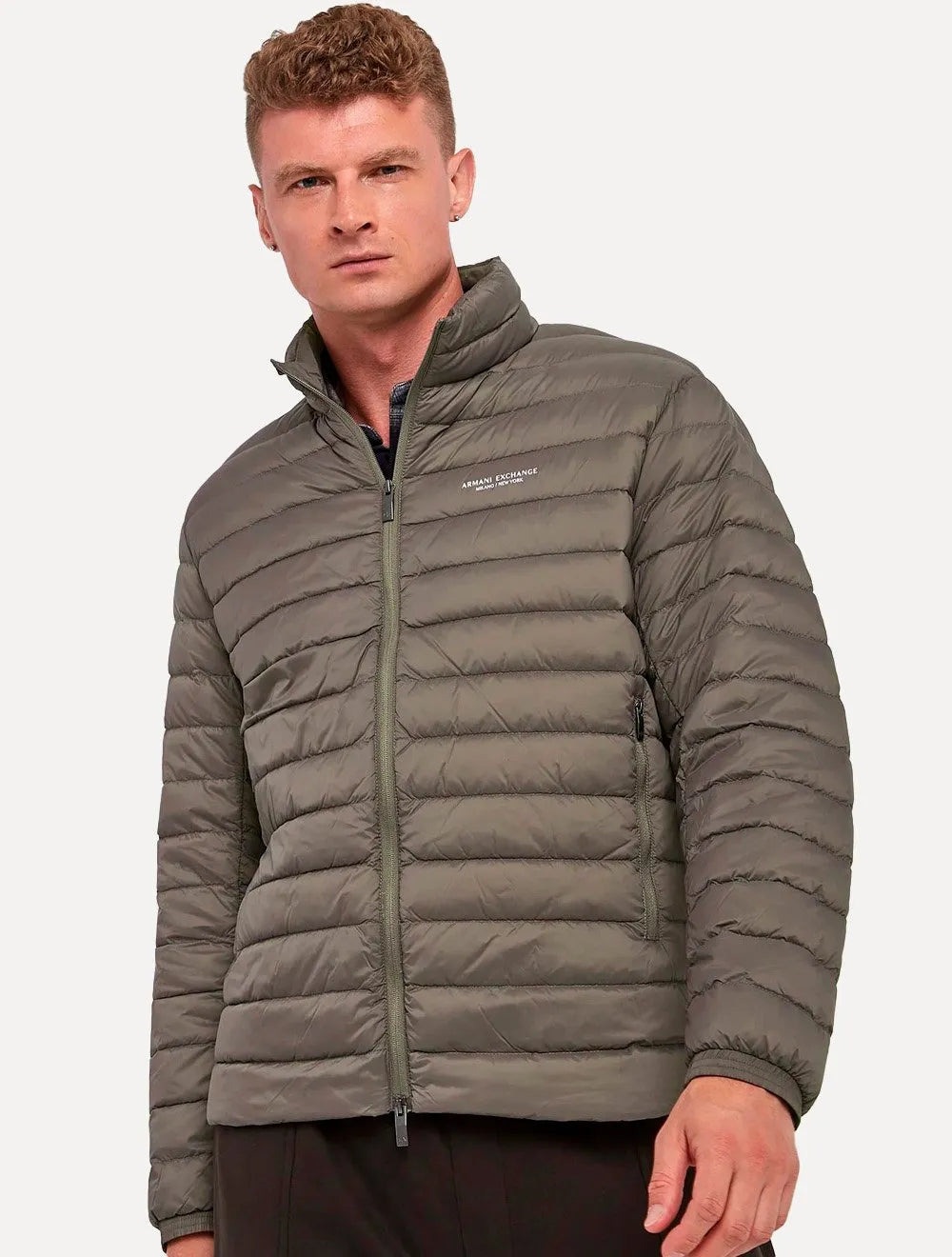 Jaqueta Armani Exchange Masculina Nylon Acolchoada Marrom