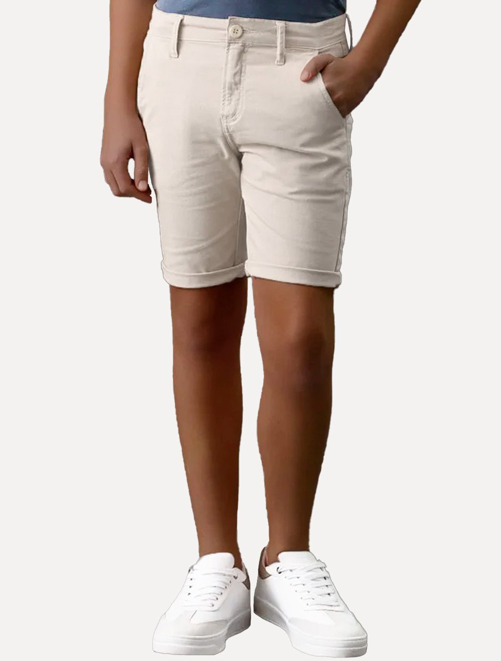 Bermuda Calvin Klein Jeans Infantil Slim Color Chino Cáqui Claro