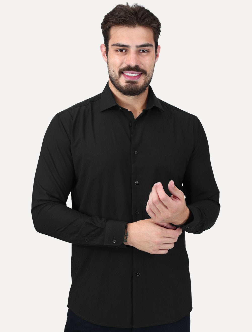 Camisa Aramis Masculina Slim Stretch Poliviscose de Bambu Preta