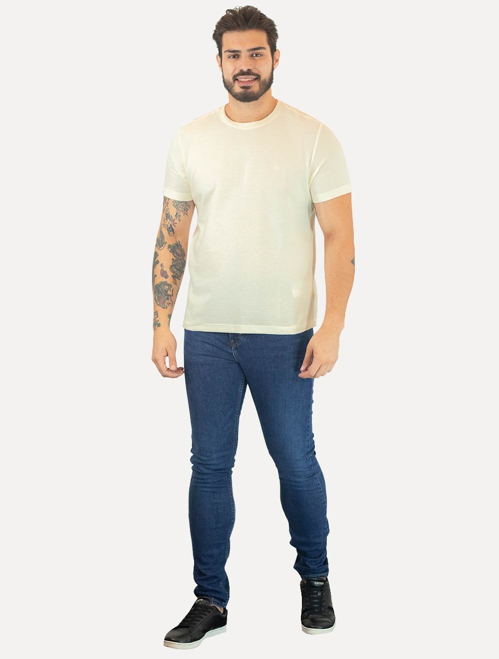 Camiseta Aramis Masculina Regular Textura Ottoman Off-White
