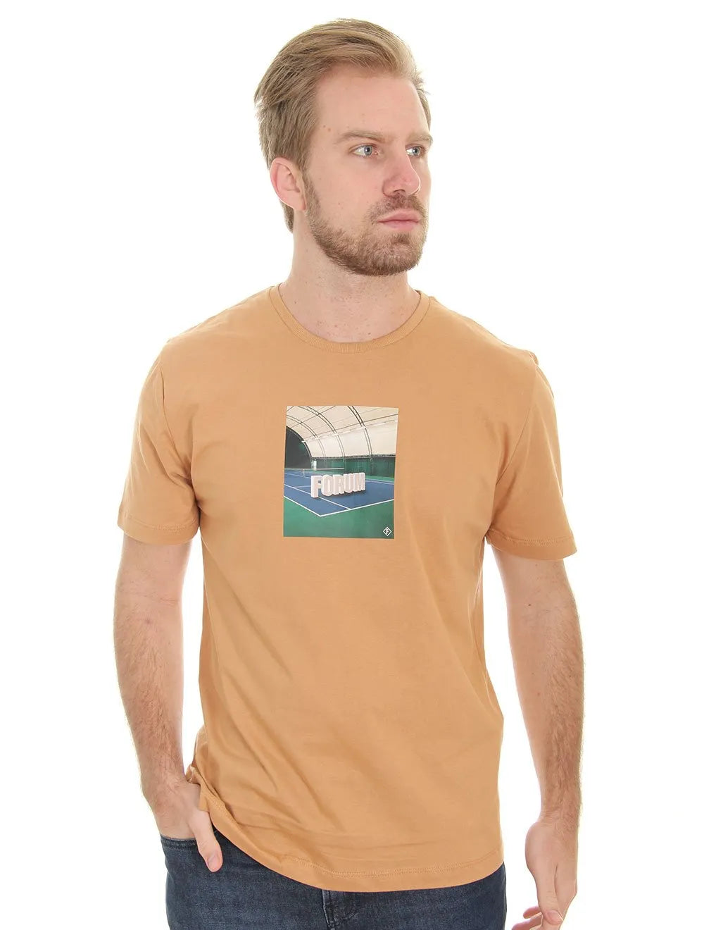 Camiseta Forum Masculina New Box Court Print Cáqui