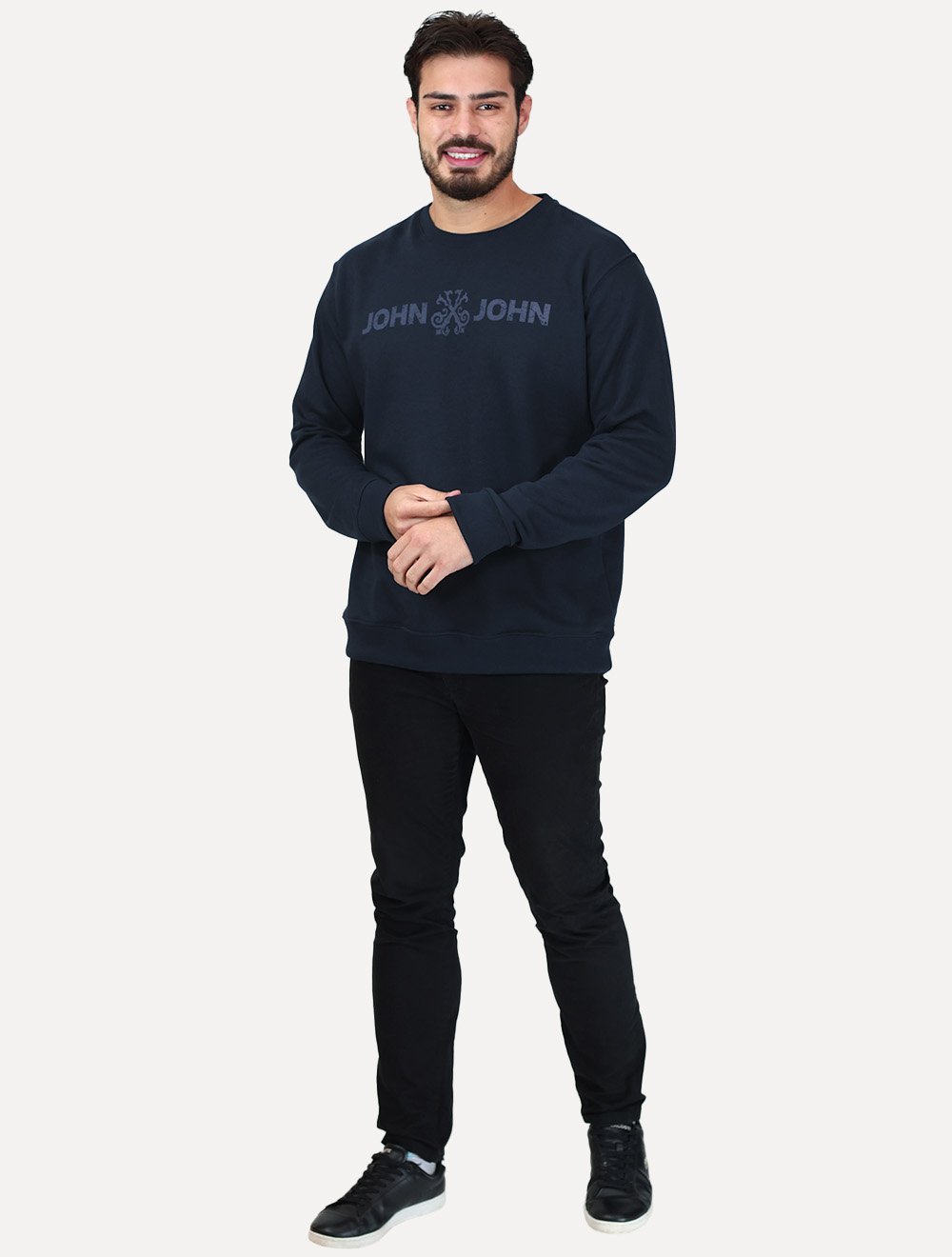 Moletom John John Masculino New Basic Logo Rusty Azul Marinho