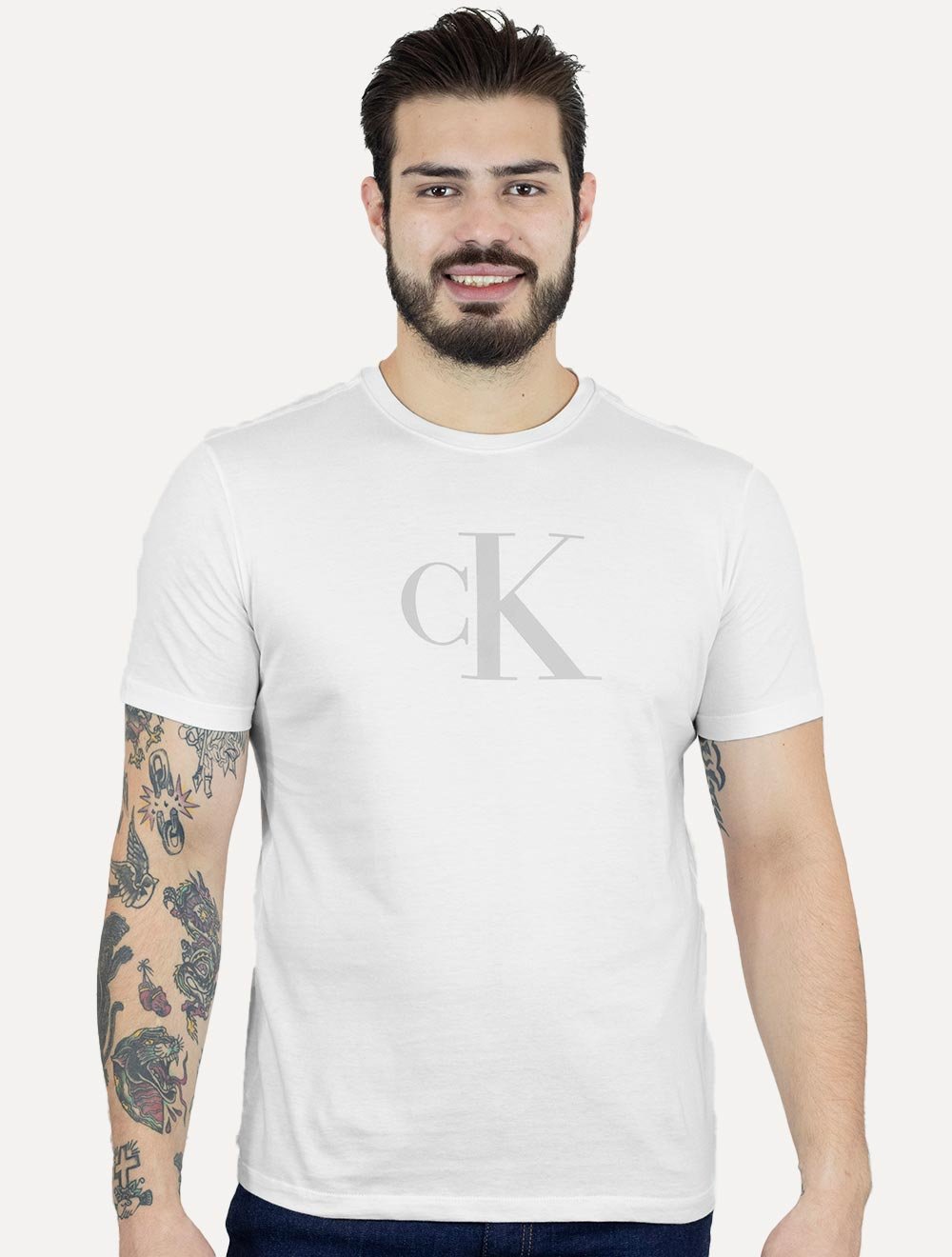 Camiseta Calvin Klein Jeans Masculina CK Gel Branca