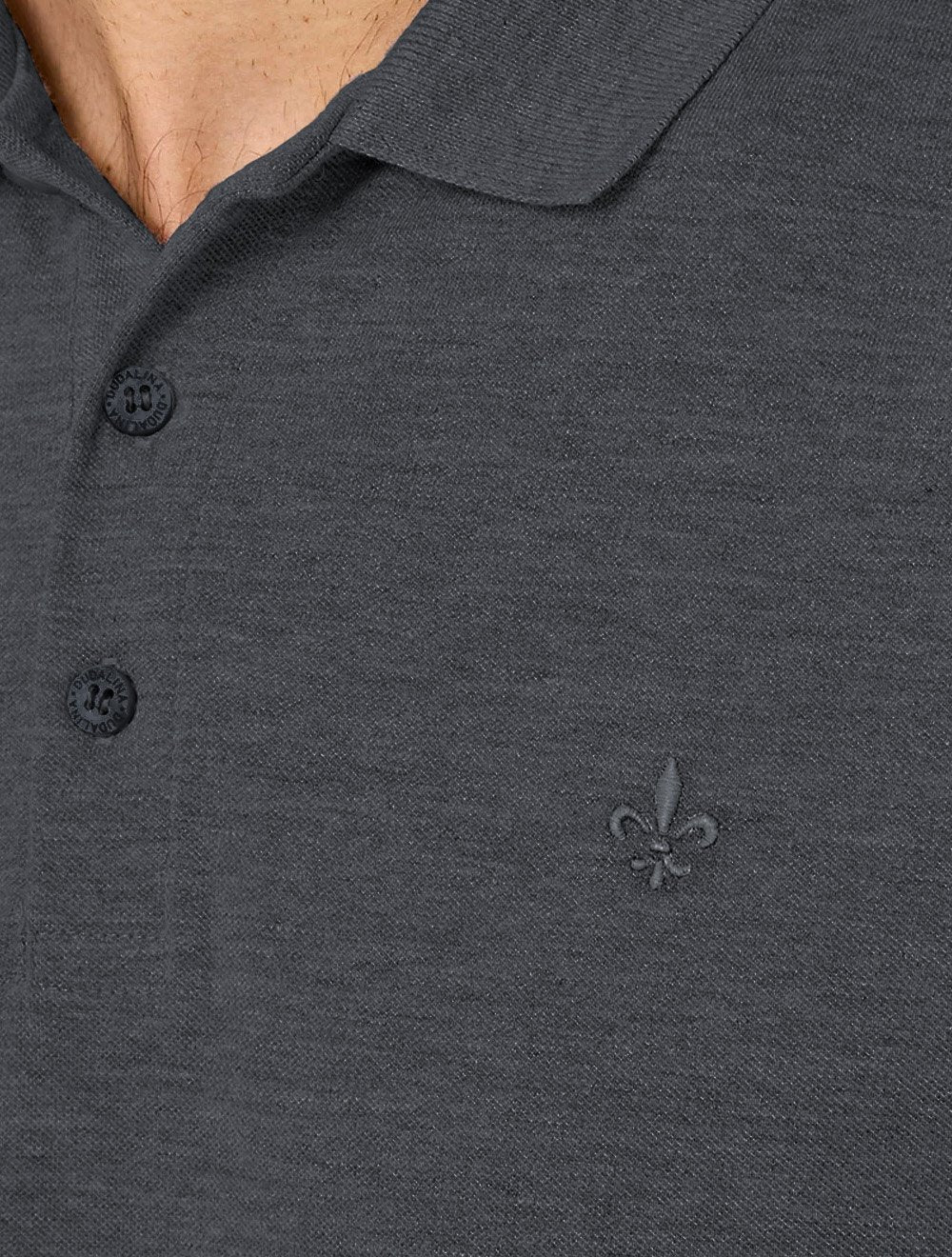 Polo Dudalina Masculina Piquet Basica Logo Bordado Azul Marinho Mescla