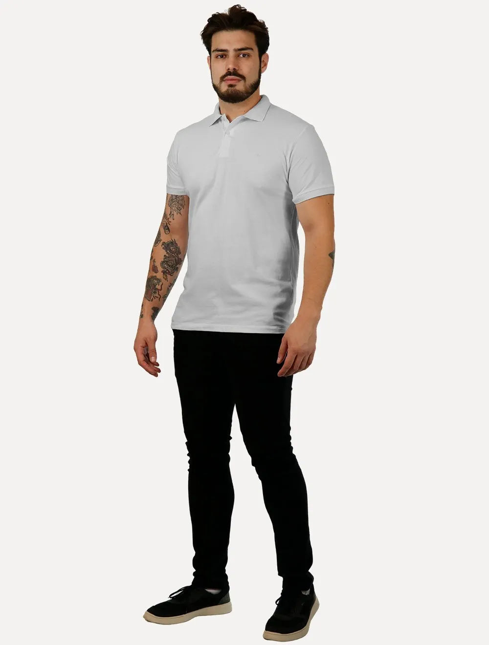 Polo Aramis Masculina Piquet Lisa 3D Rubber Relief Branca