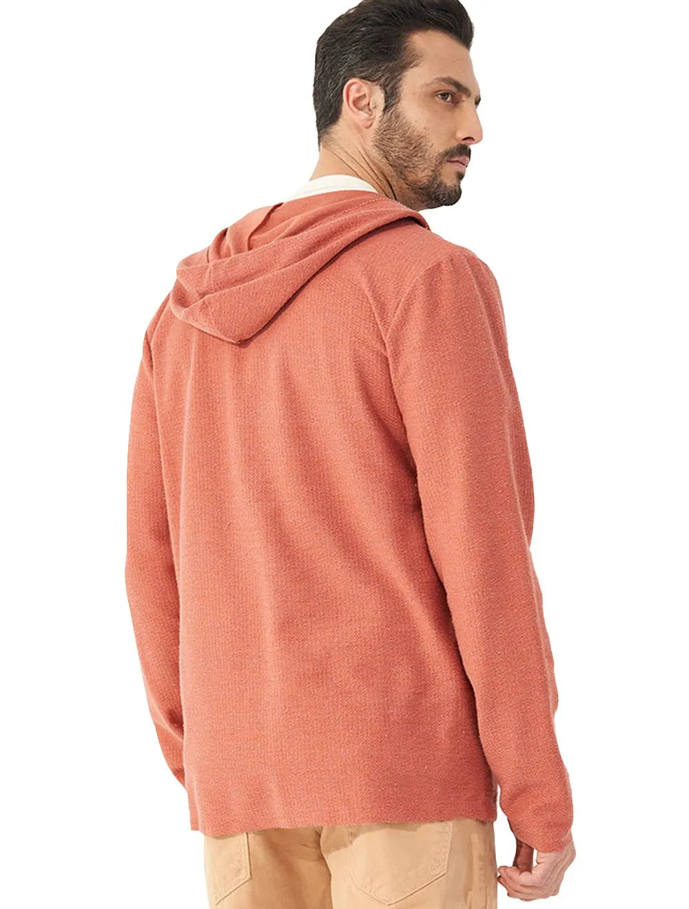 Moletom Colcci Masculino Hoodie Full-Zip Texture Refile Terracota Mescla