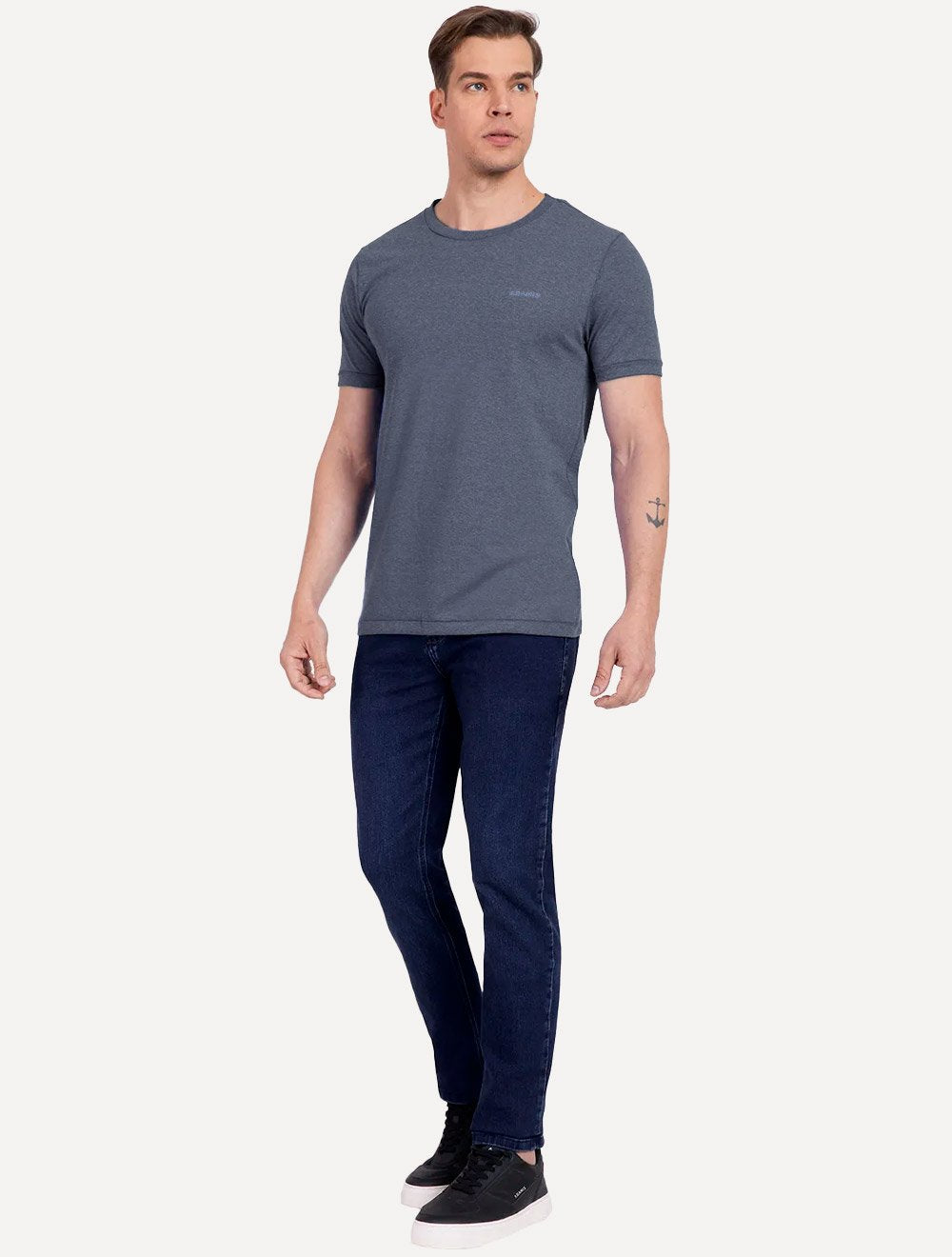 Camiseta Aramis Masculina Eco Lisa Azul Mescla