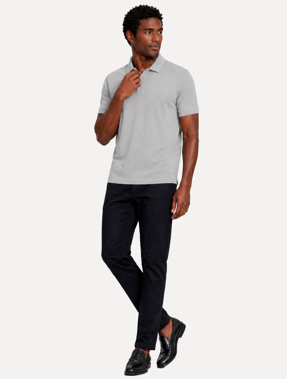 Polo Aramis Masculina Basic Piquet Mono Chumbo