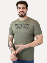 Camiseta Guess Masculina Los Angeles Rubber Scratched Verde