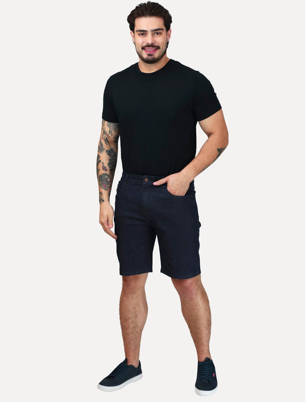 Bermuda King & Joe Masculina Jeans Flex Azul Marinho