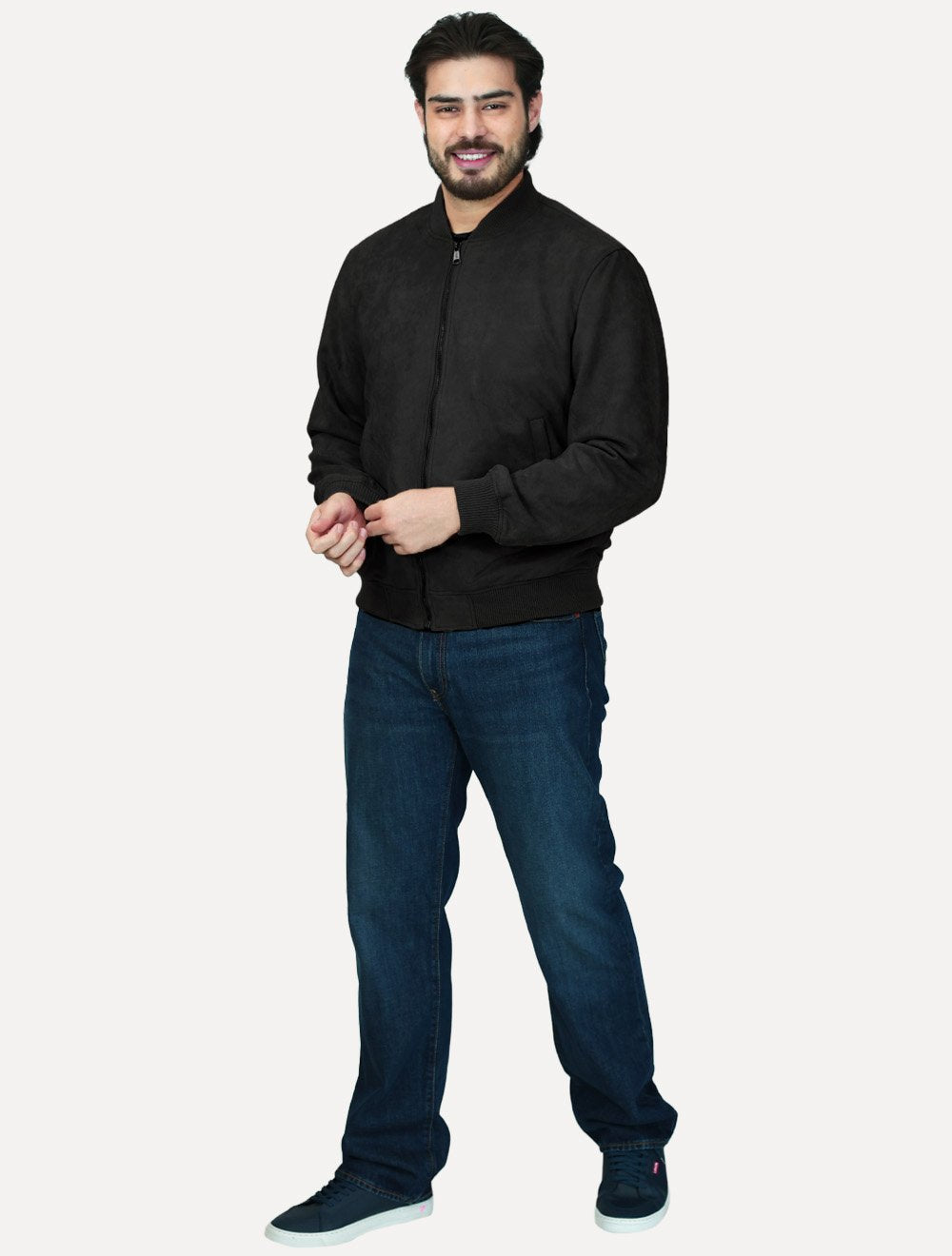 Jaqueta Dixen Masculina Bomber Suede Preta
