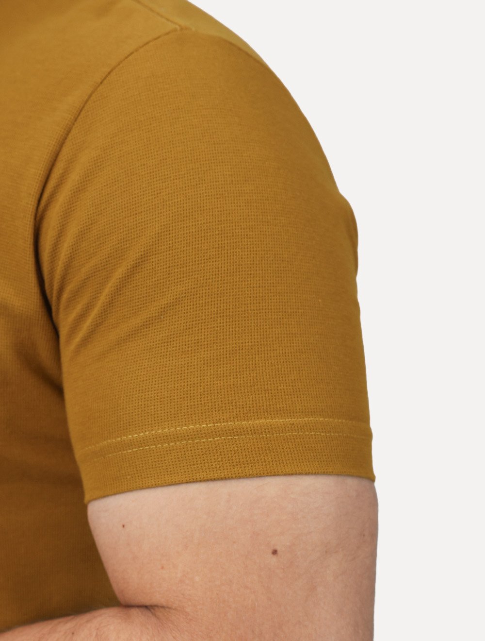 Camiseta King & Joe Masculina Mini Quadrille Slim Mostarda Ocre