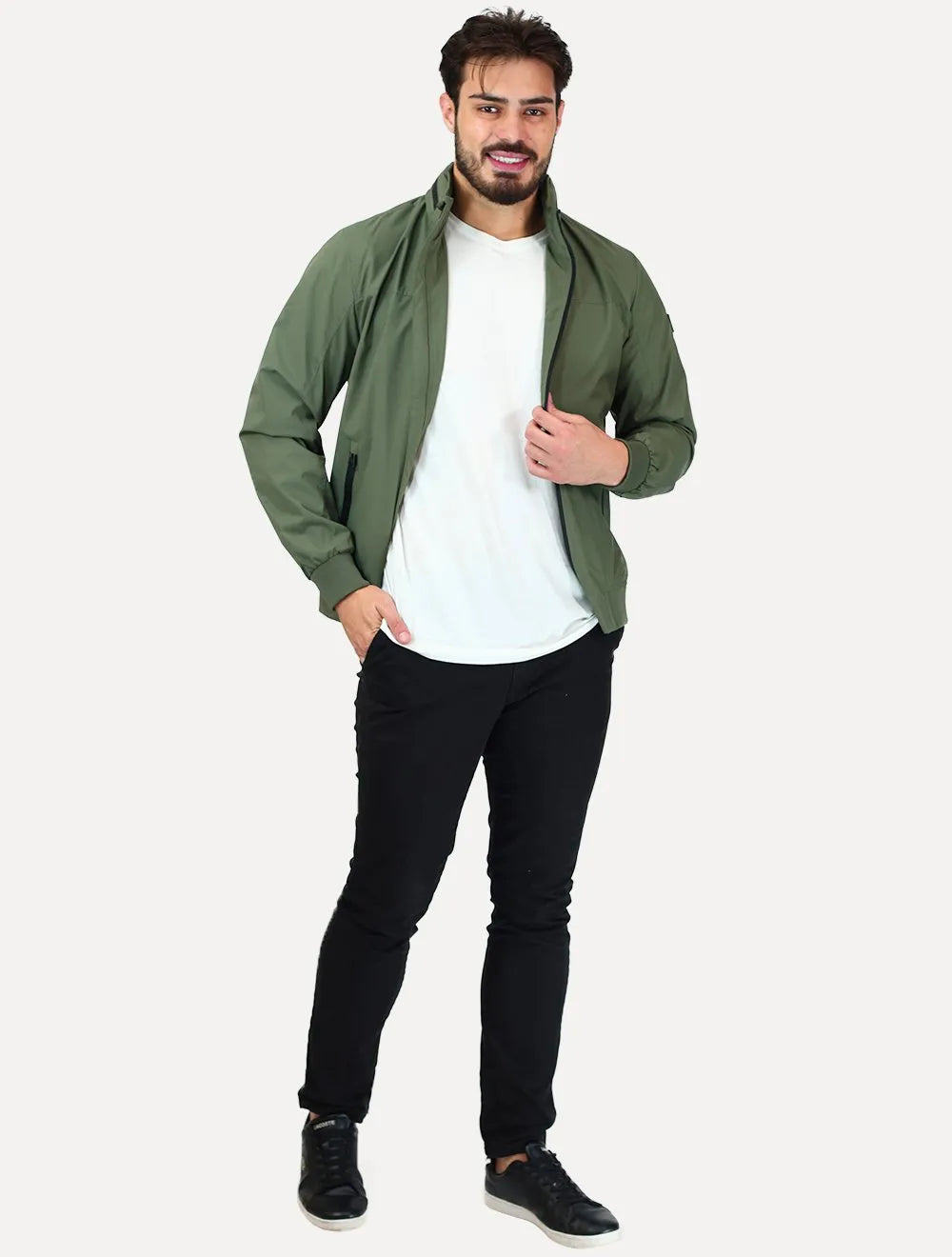 Jaqueta King & Joe Masculina Nylon Premium Capuz Verde Militar