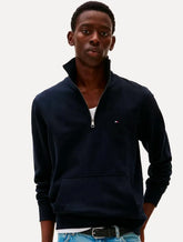Moletom Tommy Hilfiger Masculino Essential Terry Half Zip Azul Marinho