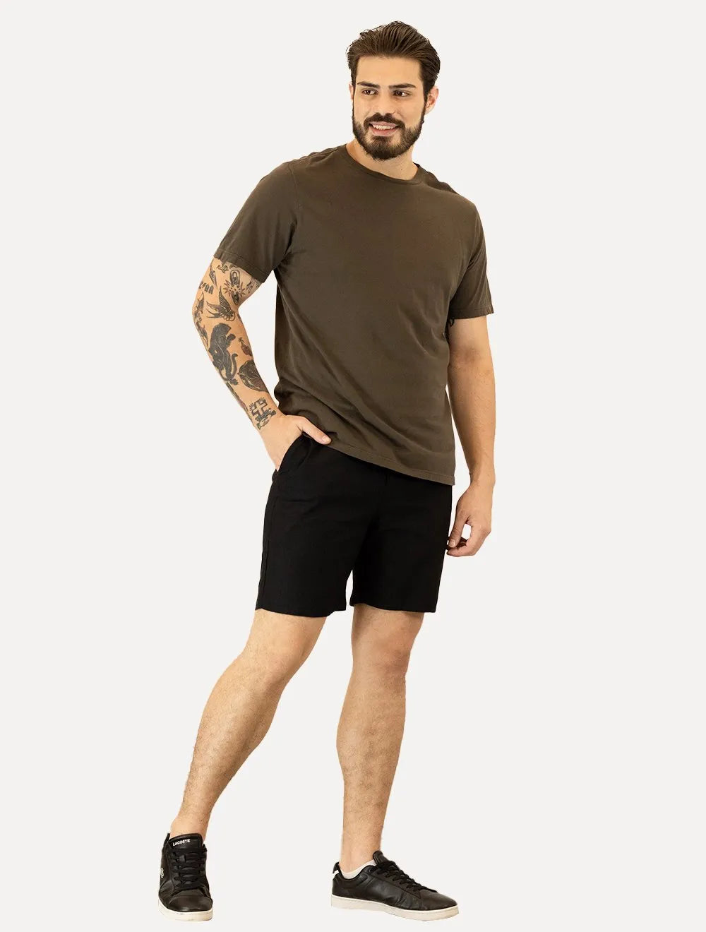 Camiseta Ellus Masculina Cotton Fine Classic Logo Marrom Escuro