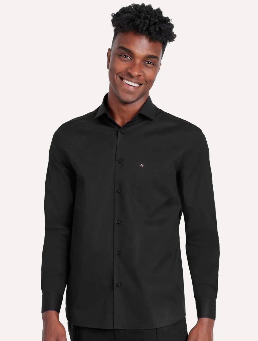 Camisa Aramis Masculina Regular Tricoline Stretch Pocket Preta