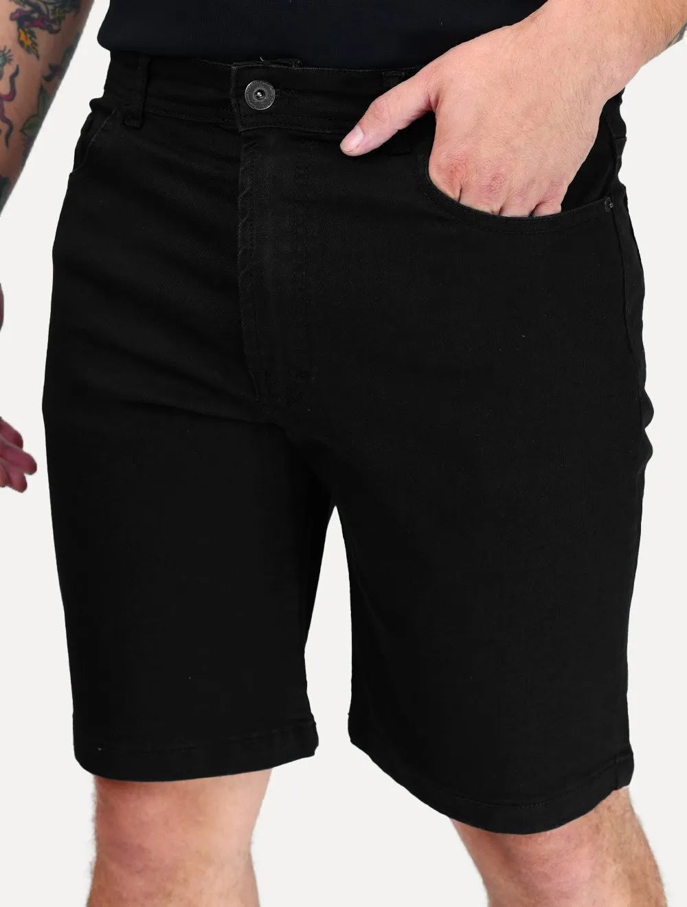 Bermuda Ellus Jeans Masculina First Black Long Preta
