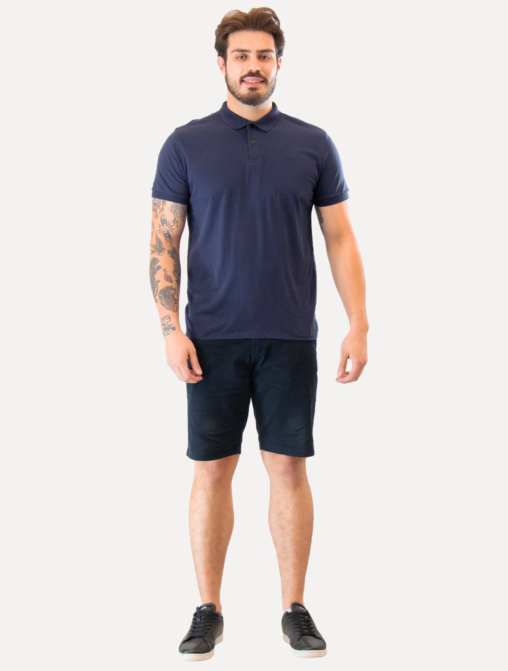 Polo Colcci Masculina Malha Class Navy Logo Azul Marinho