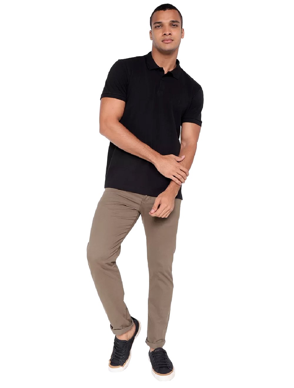 Polo Forum Masculina Piquet Muscle Logo Preta