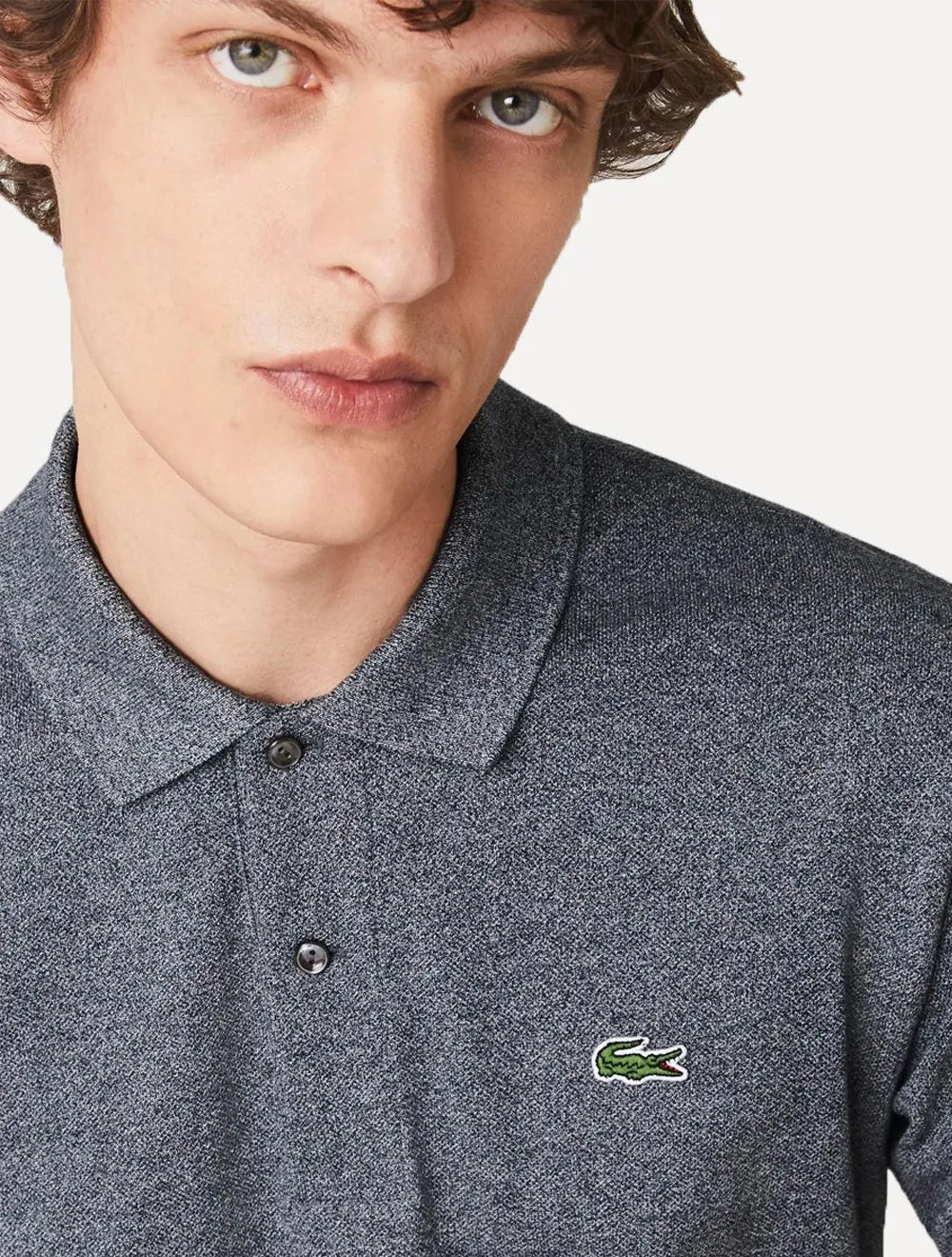 Polo Lacoste Masculina Classic Fit Mescla Chumbo