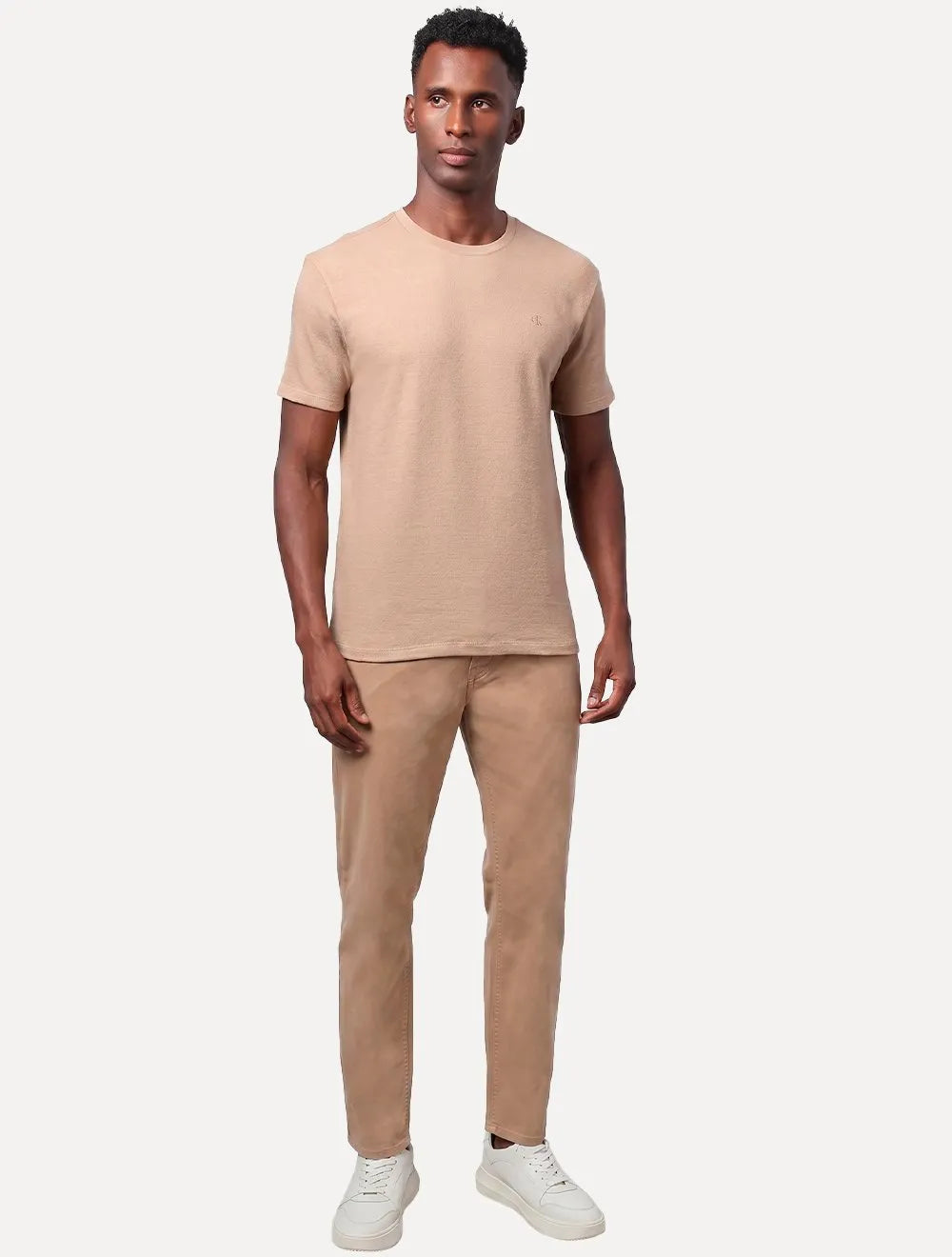 Calça Calvin Klein Jeans Masculina Slim Color Sarja Stretch Cáqui Médio