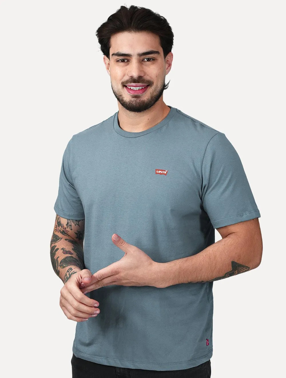 Camiseta Levis Masculina Standard Classic Printed Housemark Azul Médio