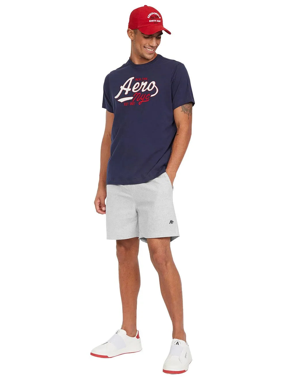 Short Aeropostale Masculino A87 Viscose Cinza Mescla