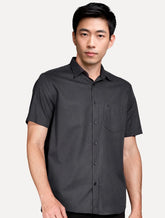 Camisa Aramis Masculina Manga Curta Regular Mini Xadrez Damero Chumbo/Preto