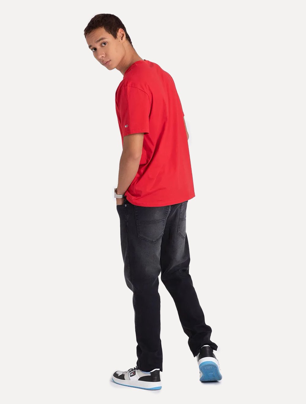 Camiseta Tommy Jeans Masculina Regular Classic Smal Flag Vermelha