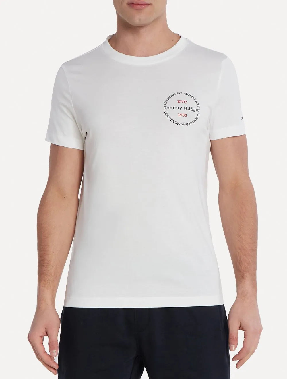 Camiseta Tommy Hilfiger Masculina Columbus Roundle Logo Branco